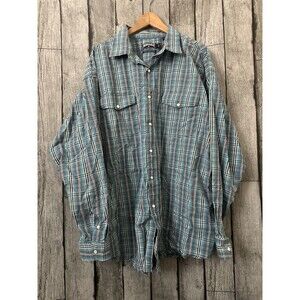 Panhandle Slim Western Shirt  Mens XXLT 2XLT Turquoise Pin Stripe Pearl Snap